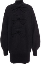 Thumbnail for your product : Zimmermann Resistance Batwing Bow-embellished Ribbed Mohair-blend Turtleneck Mini Dress