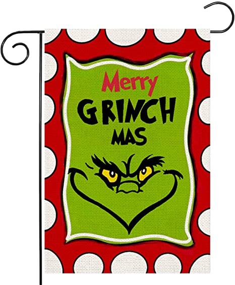 Christmas Grinch Garden Flag Double Sided Vertical 12×18 Inch Merry Grinchmas Funny Xmas Holiday Outdoor Yard Farmhouse Seasonal Decor Xmas299