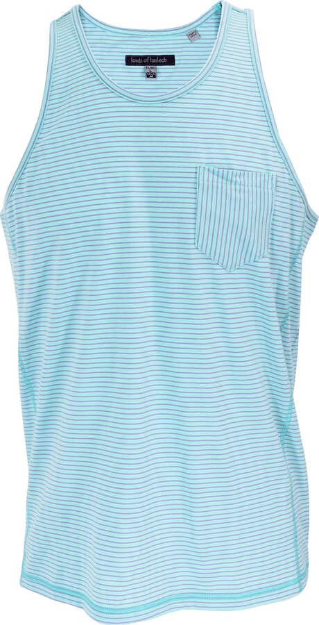 Lords of Harlech Purple / Green / Blue Tristan Lagoon Stripe Pocket Tank