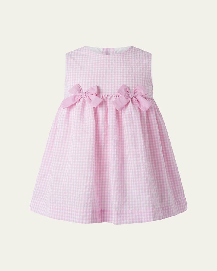 Rachel Riley Girl's Sleeveless Check Bow Dress, Size 2-10