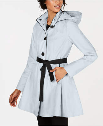 Laundry by Shelli Segal Skirted Water Resistant Hooded Trench Coat