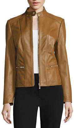 Liz Claiborne Zip-Front Leather Jacket