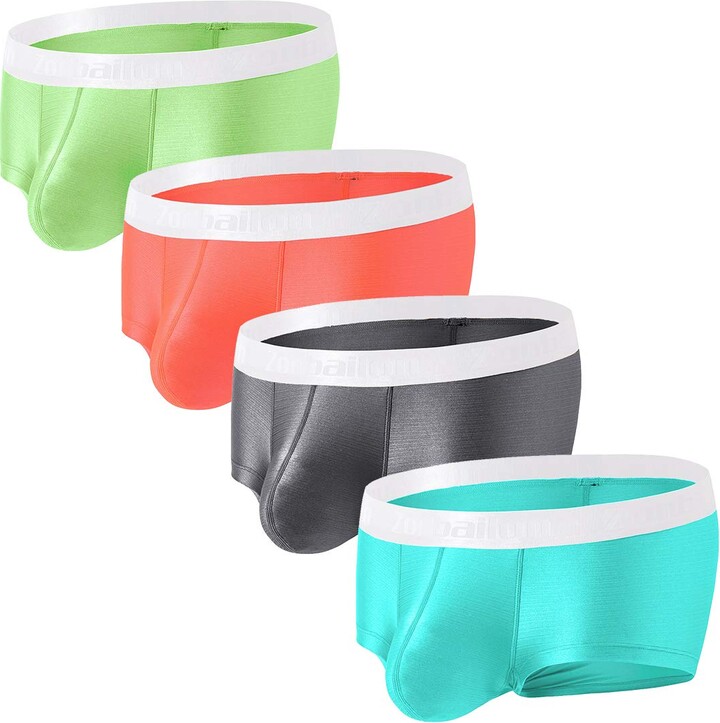 ZONBAILON Men's Sexy Underwear Bulge Pouch Ice Silk Underpants Low Rise ...