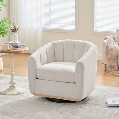 Latitude Run Oversized Upholstered Swivel Barrel Chair