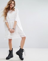Thumbnail for your product : Religion Sheer T-Shirt Dress With Frill Sleeves And Hem