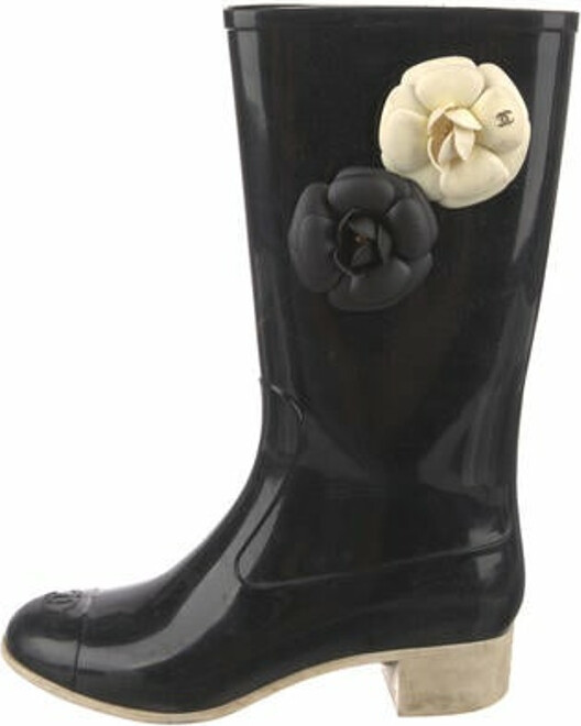 Chanel Women's Camellia CC Logo Rain Boots