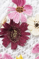 Thumbnail for your product : Oscar de la Renta Open-back Appliquéd Crocheted Cotton Midi Dress - White