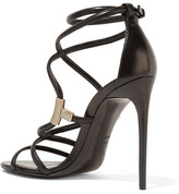 Thumbnail for your product : Tom Ford Embellished Leather Sandals - Black