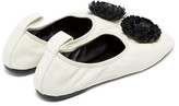 Thumbnail for your product : Loewe Flower-applique Leather Ballet Flats - White Black
