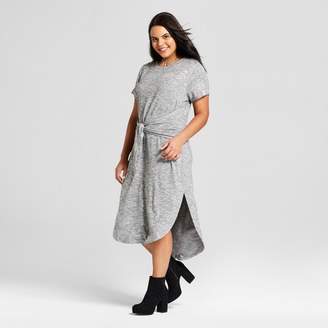 Xhilaration Women's Plus Size Tie Front Midi Dress Heather Gray