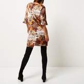 Thumbnail for your product : River Island Womens Orange print frill sleeve swing dress