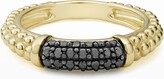Thumbnail for your product : Lagos 3mm 18k Gold Caviar Stack Ring with Black Diamonds, Size 7