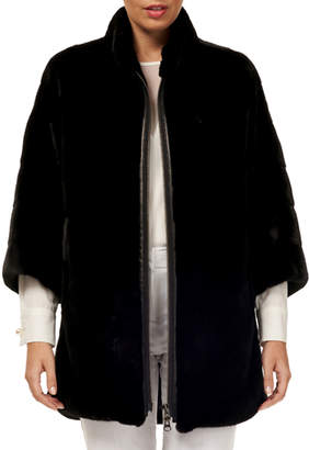 Gorski 3/4-Sleeve Zip-Front Short Nap Mink Fur Jacket