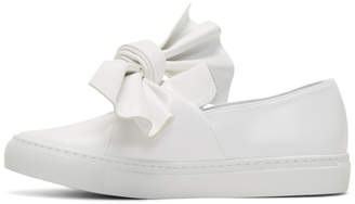 Cédric Charlier White Bow Slip-On Sneakers