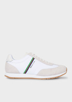 Thumbnail for your product : Paul Smith Men's White 'Sports Stripe' 'Prince' Trainers