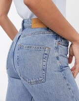 Thumbnail for your product : Monki Kimomo cotton high waist mom jeans in mid blue - MBLUE