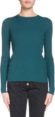 Balenciaga Logo-Back Crewneck Long-Sleeve Ribbed Sweater