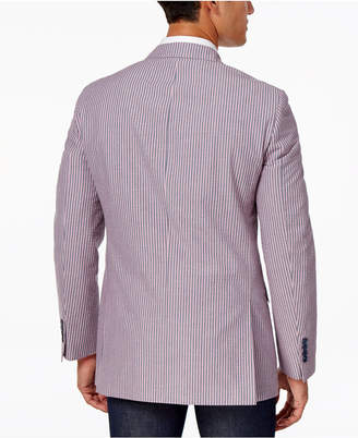 Tallia Men's Big & Tall Slim-Fit Pink/Gray Seersucker Cotton Sport Coat