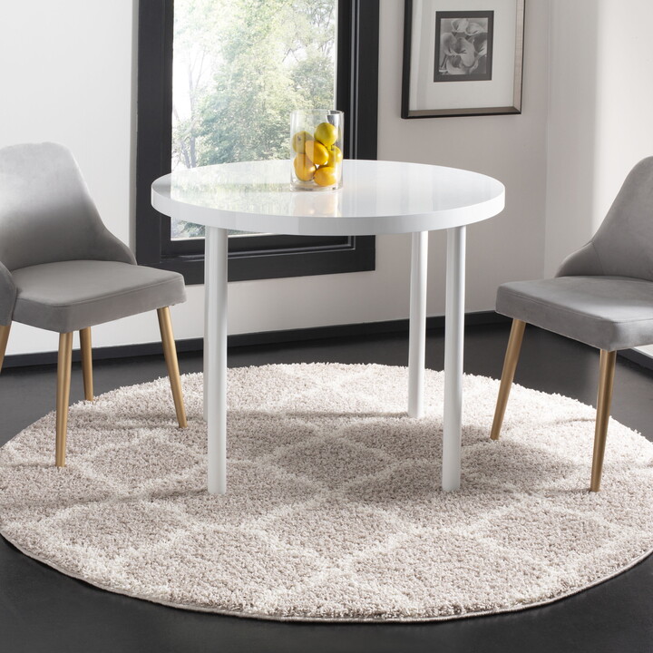 SAFAVIEH New York Ruben Geometric Quatrefoil Area Rug, Light Grey/Ivory, 6'7" x 6'7" Round