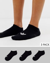 Thumbnail for your product : adidas 3 pack trefoil trainer socks in black