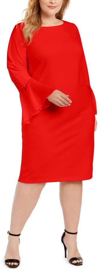 betsy & adam plus size chiffon capelet sheath dress