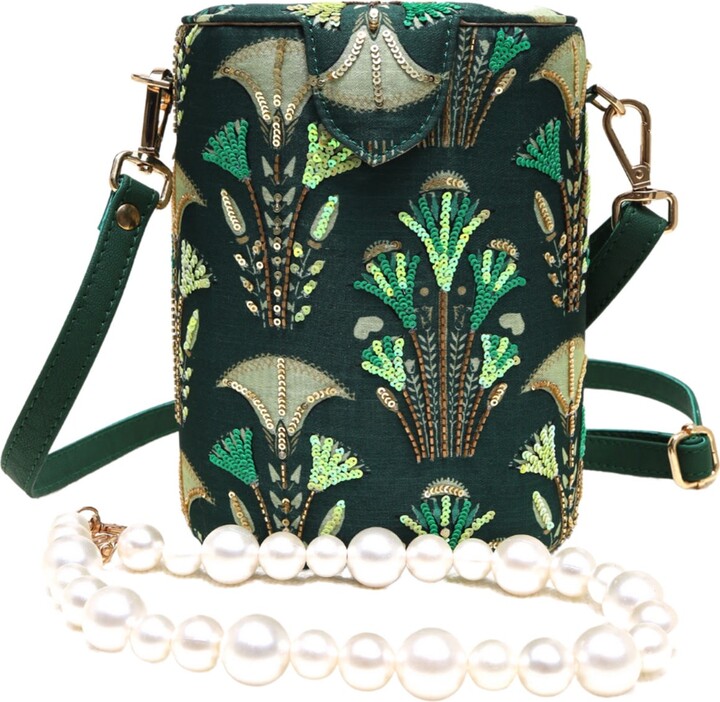 Imperial Orchid Evening Clutch: Designer Evening Bag, Black