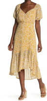 Thumbnail for your product : ALL IN FAVOR Floral Short Sleeve High/Low Midi Dress