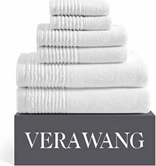 UltraSoft Luxury Cotton Bath Towels Set - Highly Absorbent, Medium Weight, Sculpted Pleat Design, 6 Piece White Bathroom Decor