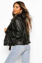 Thumbnail for your product : boohoo Croc Faux Leather Pu Biker Jacket