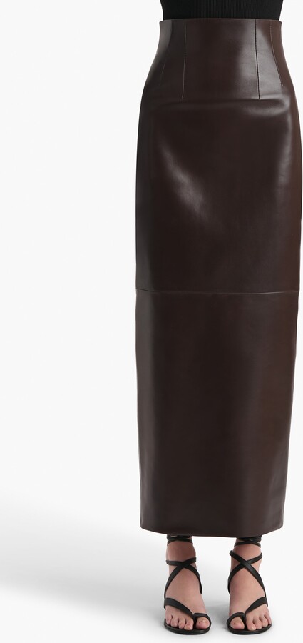 KHAITE Loxley Lambskin Leather Pencil Skirt