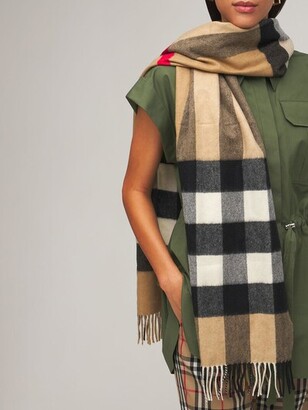 Burberry MU half mega check cashmere scarf - ShopStyle Scarves & Wraps