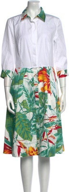 Rani Arabella Shirtdress Green Floral Print Three-Quarter Sleeve with Collar