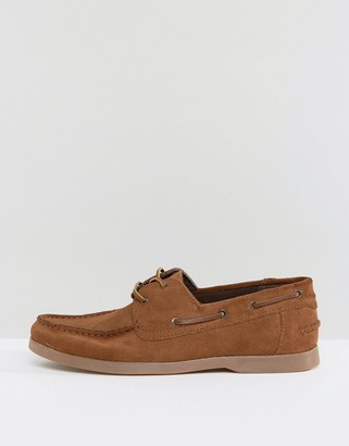 ASOS Boat Shoes In Tan Suede With Gum Sole