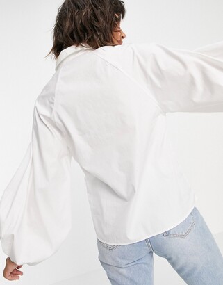 ASOS DESIGN long volume sleeve shirt in cotton white
