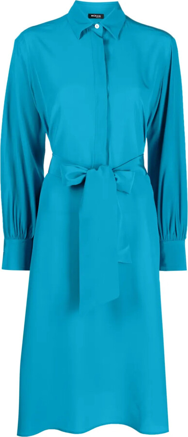 Kiton Pussy-Bow Silk Midi Dress