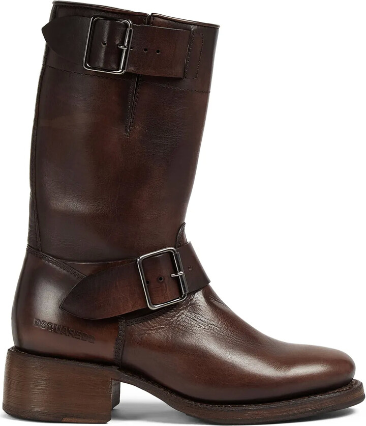 DSQUARED2 Logo-Debossed Leather Boots