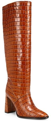 Bzees Camilla Tall Croc-Embossed Leather Boots