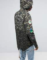 Thumbnail for your product : Reason Camo Parka In Dip Dye With Patches