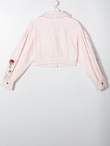 Thumbnail for your product : MonnaLisa TEEN floral-embroidered ruffle-trim jacket