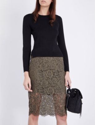 Diane von Furstenberg Glimmer lace pencil skirt