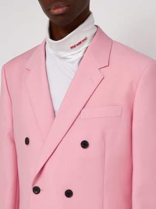 Calvin Klein Double Breasted Mohair Blend Blazer - Mens - Pink