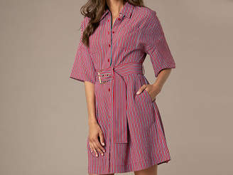Diane von Furstenberg Short-Sleeve Button-Up Belted Shirt Dress