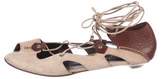 Thumbnail for your product : Henry Beguelin Suede Lace-Up Sandals