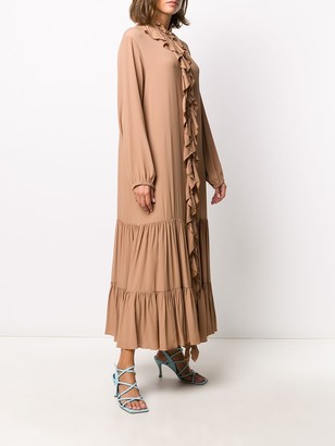 Semi-Couture Frilled-Trim Midi Dress