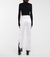 Thumbnail for your product : Peter Do Lace-trimmed satin straight pants