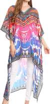 Thumbnail for your product : Sakkas P7 - HiLowKaftan Laisson Hi Low Caftan Dress Top Cover/Up Fit with Printed Pattern - 1717-Brown/White - OS