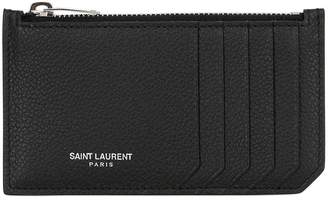 Saint Laurent Fragments Leather Zip Card Holder