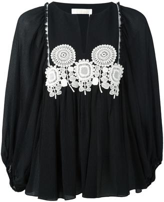 Chloé guipure trim blouse - women - Silk/Cotton/Polyester - 38