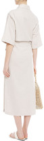 Thumbnail for your product : ANNA QUAN Zola Belted Brushed-cotton Midi Shirt Dress