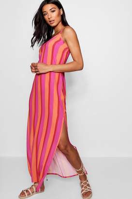 boohoo Plunge Striped Maxi Dress